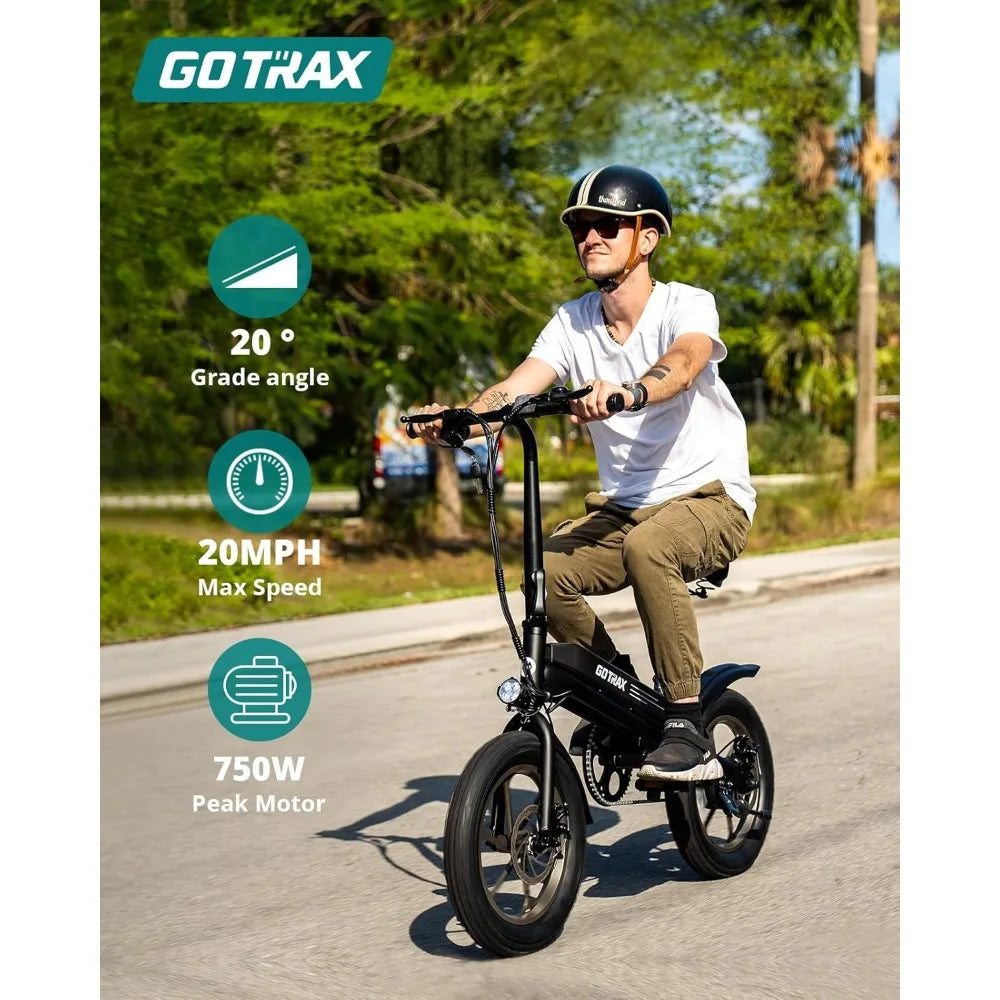 S3 Electric Bike, 16x3.0 Fat Tire Electric Bicycle Adults, 750W Peak Motor, Max Range 25 Miles, Up to 20 Mph, Removable Battery