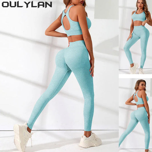 Oulylan Athletic 2PCS Set Seamless Gym Fitness Suit Workout Clothes Wear Women Sportswear Yoga Sets Sport Female Tracksuit