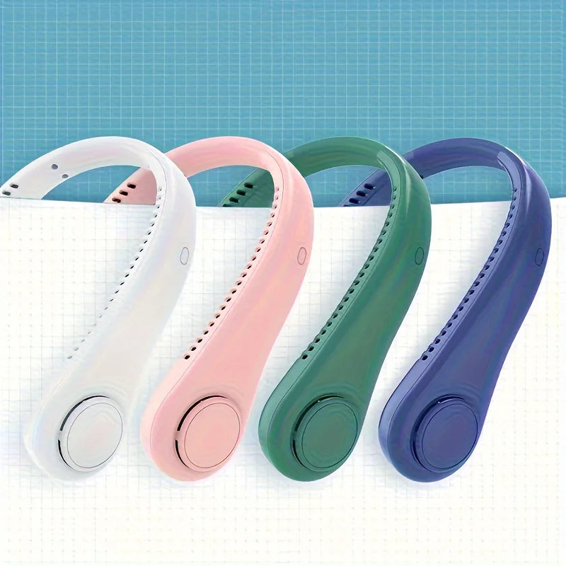 Portable Rechargeable Hands Free Bladeless Hanging Neck Fan Cool Wind Long Battery Life for Outdoor