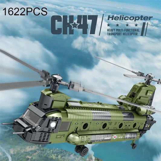 1622PCS CH-47 Chinook Transport Plane Building Blocks Military Armed Helicopter Fighter Model Bricks Toys For Kids Holiday Gifts