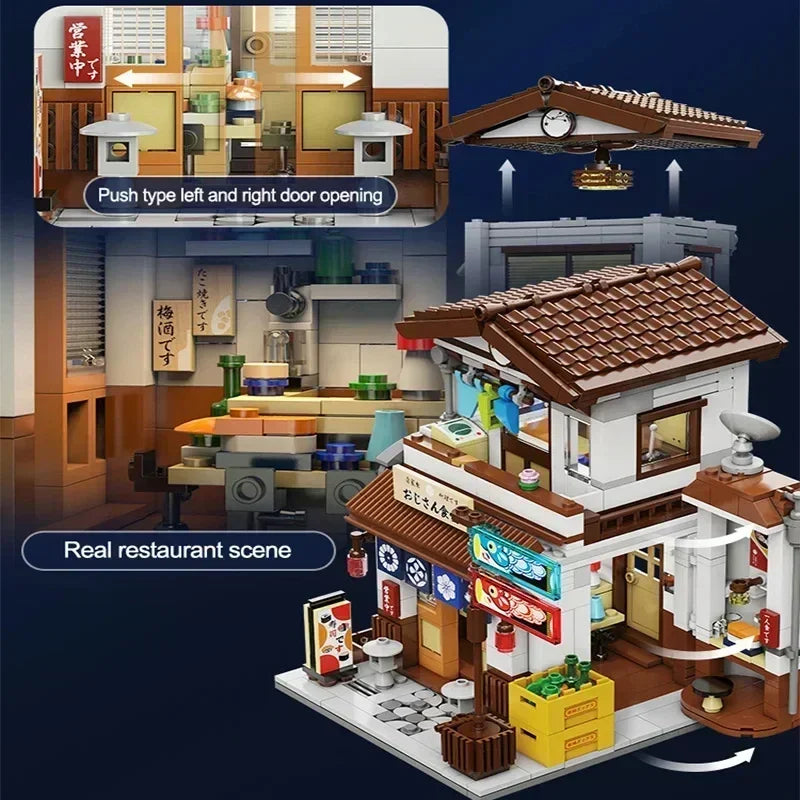 City Street Expert MOC Midnight Diner Modular Buildings Model 861PCS Building Blocks Brick Toys Children for Gift