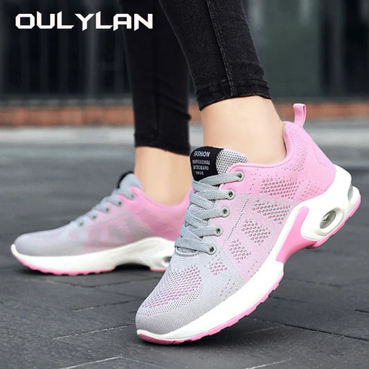 Fashion Women's Shoes Casual Outdoor Breathable and Lightweight Sports Shoes Women Lace Up Air Cushion Shoes Large Size 36~44