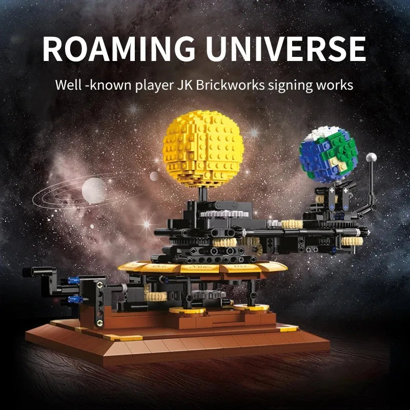 Technical MOC Roaming Universe Series Solar System Earth Moon and Sun Orrery Model 865PCS Building Blocks Brick Puzzle Toys Gift