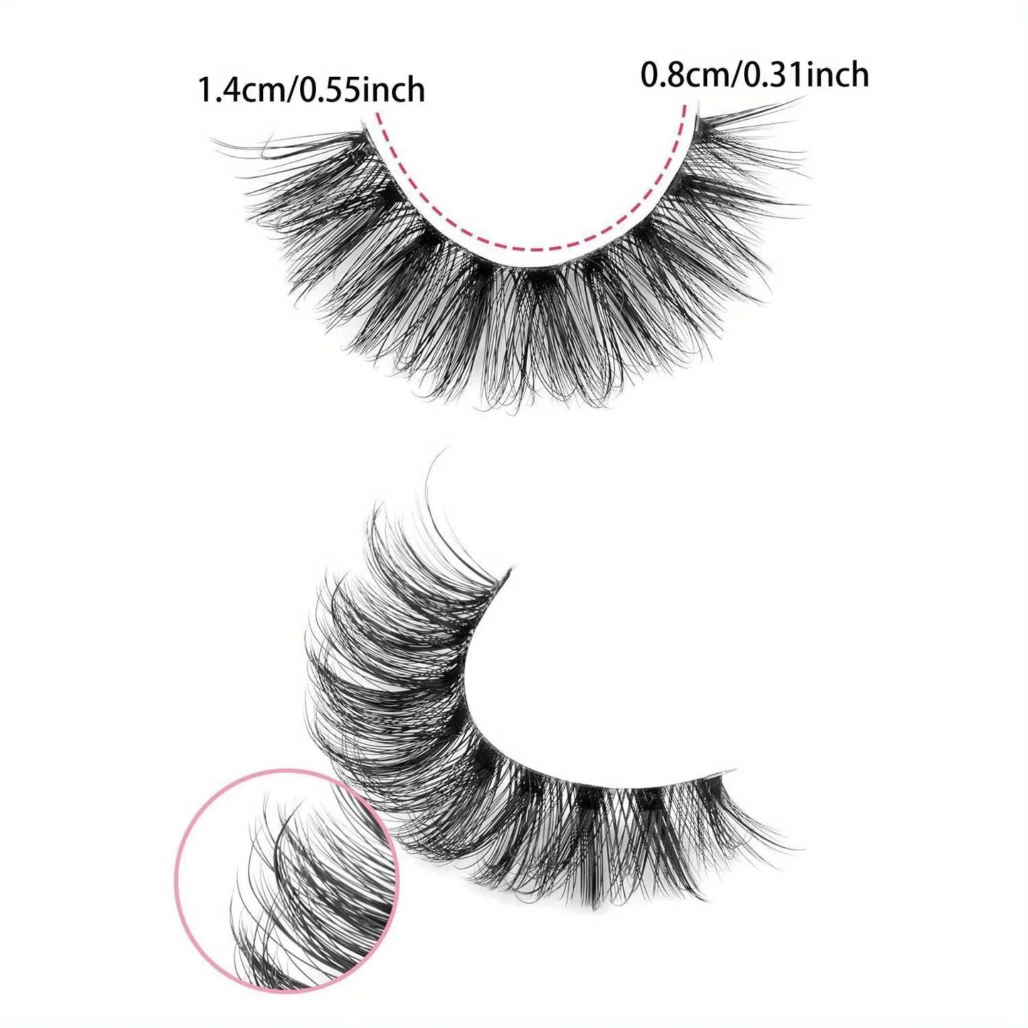 3Boxes(30Pairs) Natural Eyelashes Fluffy Lashes D Curl 3D Volume Wispy False Lashes Strips Perfect for Daily or Special Occasion