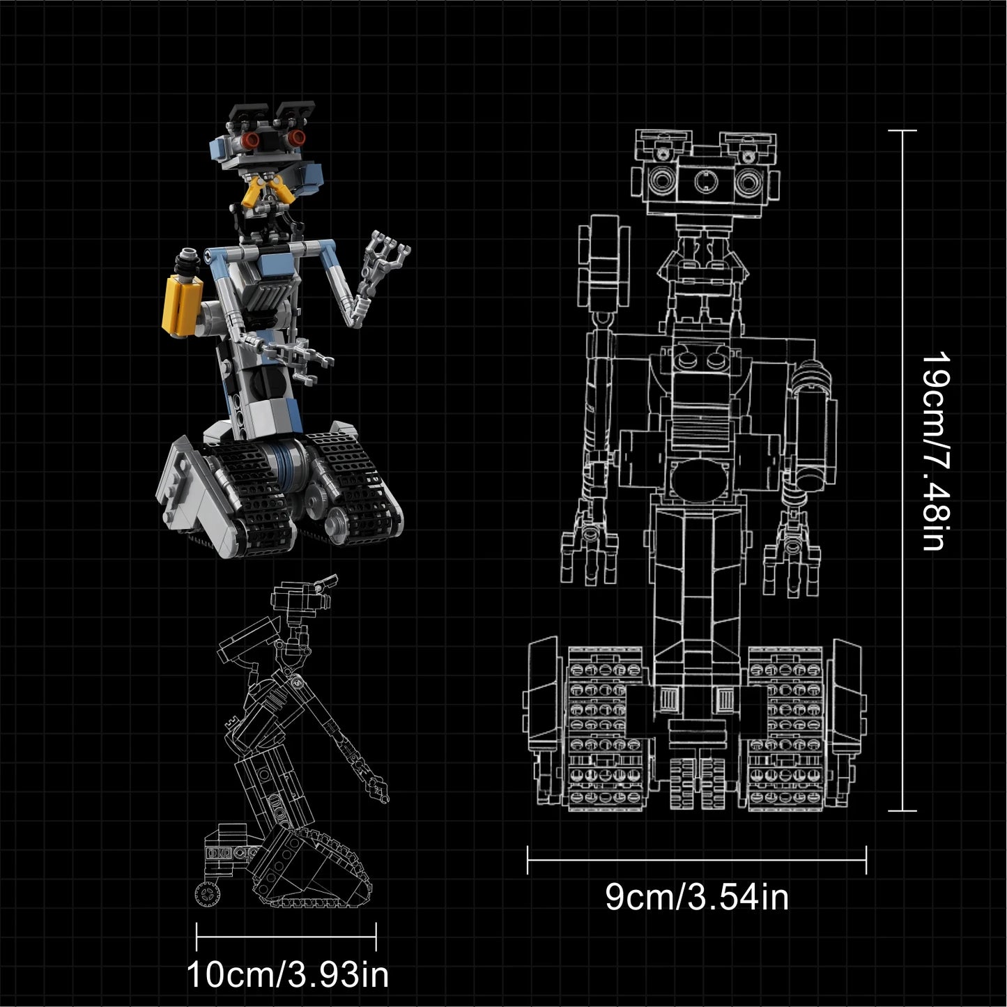 BuildMOC Johnny 5 Building Blocks Movie Figures Sci-Fi Comedy Lead Military Robot Johnny Five Model Kit DIY Toy for Kids Gift