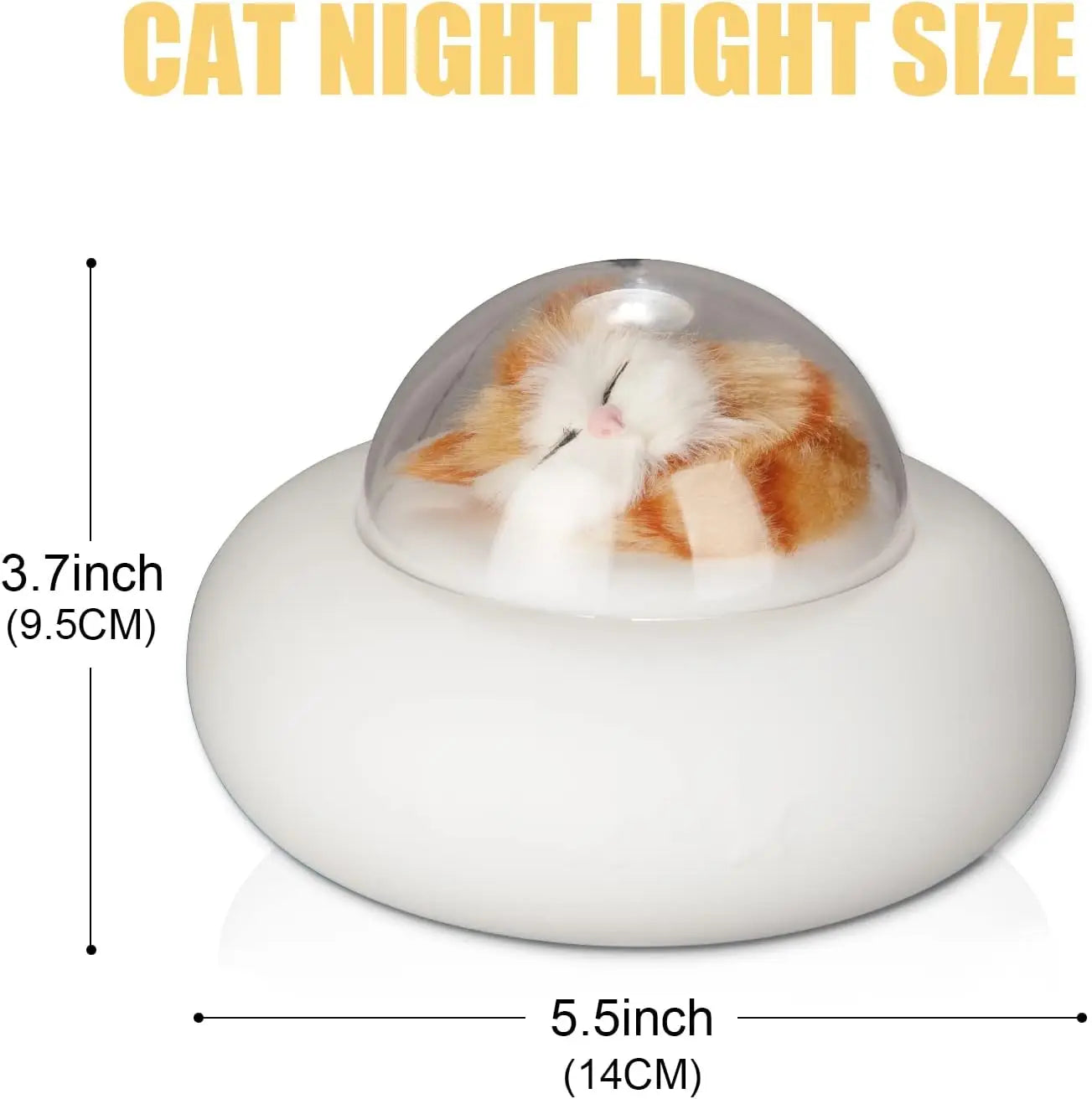 Cute Kitty Spaceship Night Light LED For Kids, USB Rechargeable, 7-Color Touch Color-Changing, Cat Night Lights for Bedroom 0.8W