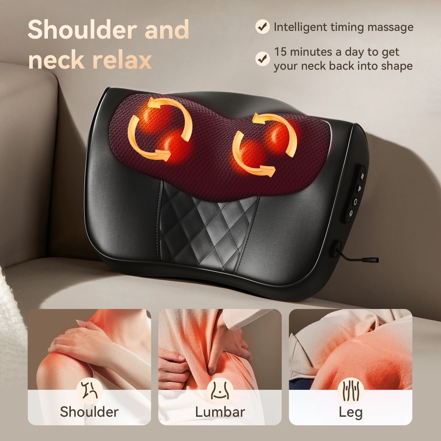 Back Massager Neck Massager with Heat 3D Kneading Massage Pillow for Stress Gifts for Men Women Mom Dad Relax at Home Office Car