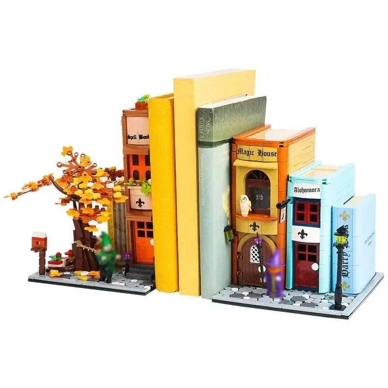 Creative Street View MOC 66009 Magic Bookshelf Bookends House 1488PCS Home Model Building Blocks Brick Toys for Kids Gift