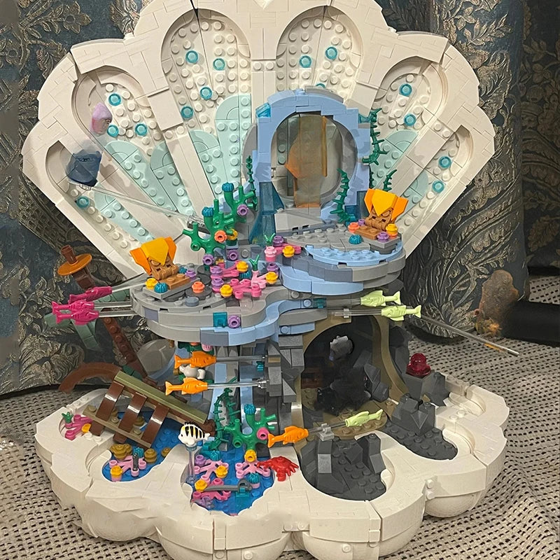 Creative Expert MOC The Little Mermaid Royal Clamshell Model 1808PCS Building Blocks Brick Puzzle Toys for Children Boys Gift