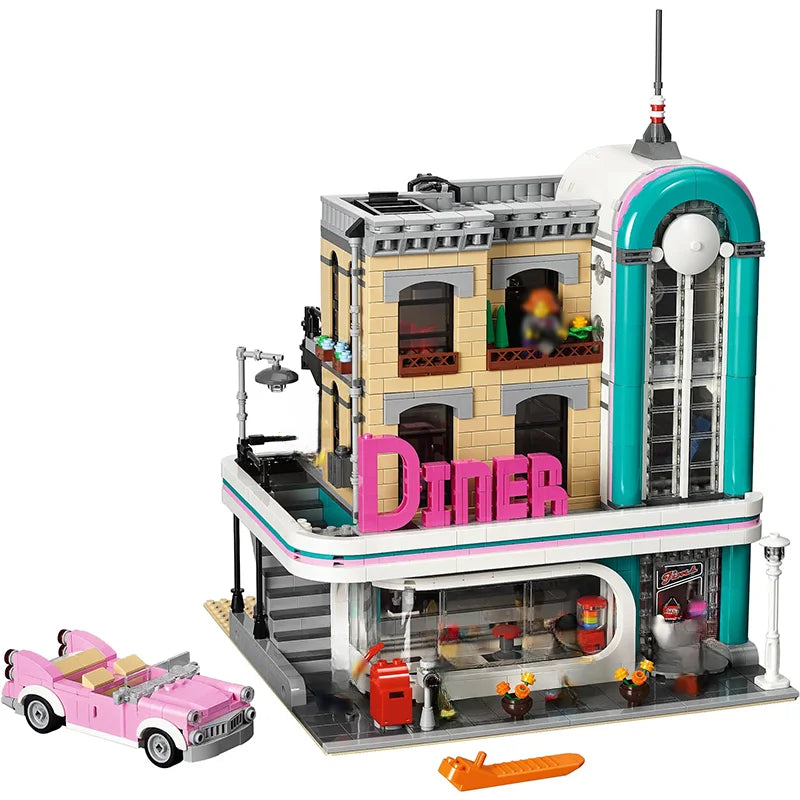 Creative Expert Modular Buildings MOC LEPIN 15037 Downtown Diner Model 2480PCS Building Blocks Brick Puzzle Toys for Gift 10260