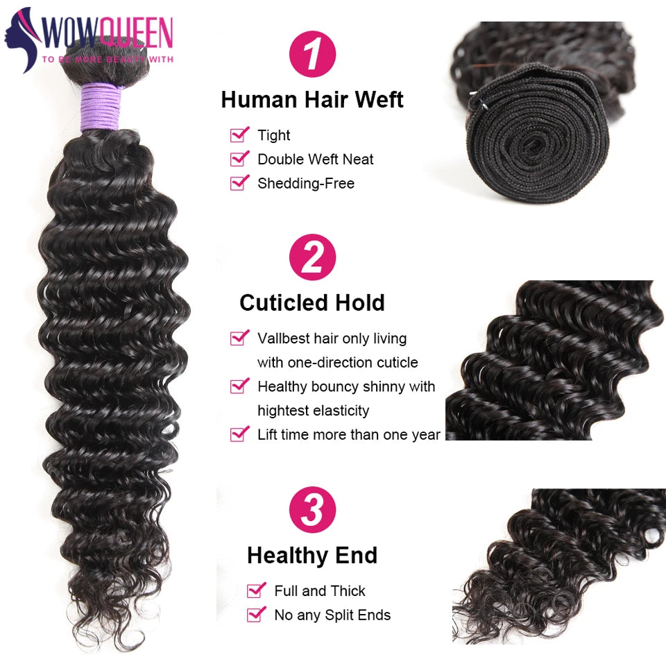 Deep Wave Bundles Human Hair 30 32 Inch Brazilian Raw Hair Bundles 100% Natural Deep Curly Remy Hair Extensions 3 4 Bundles Deal