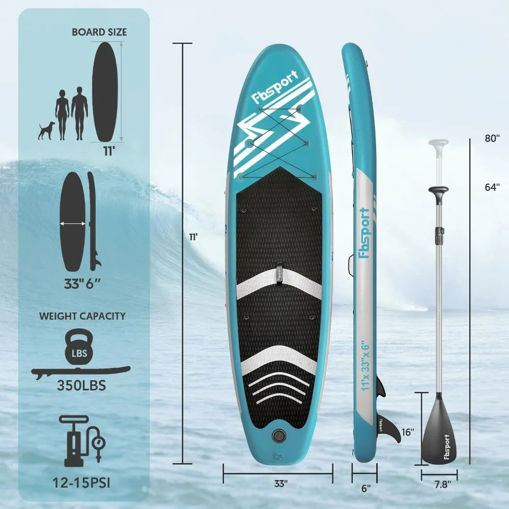 2024 New 11' Premium Stand Up Paddle Board, Yoga Board with Durable SUP Accessories & Carry Bag