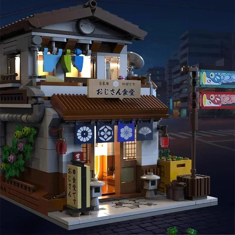 City Street Expert MOC Midnight Diner Modular Buildings Model 861PCS Building Blocks Brick Toys Children for Gift