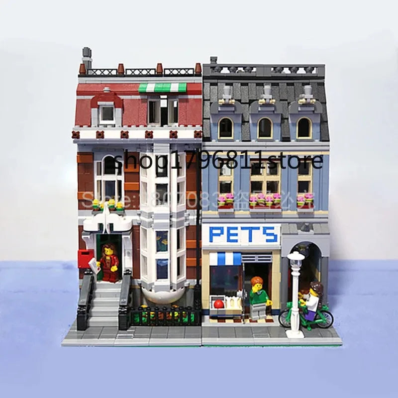 Pet Shop House Buildings Sets, City Apartment Store Model MOC 10218 Modular Buildings Gift for Adults Kids (2332+ PCS)