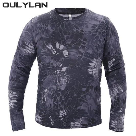 Oulylan T-shirt Slim Fit Breathable Quick Dry Shirt Outdoor Cycling Training Uniform Autumn Spring Men Long Sleeve Camouflage