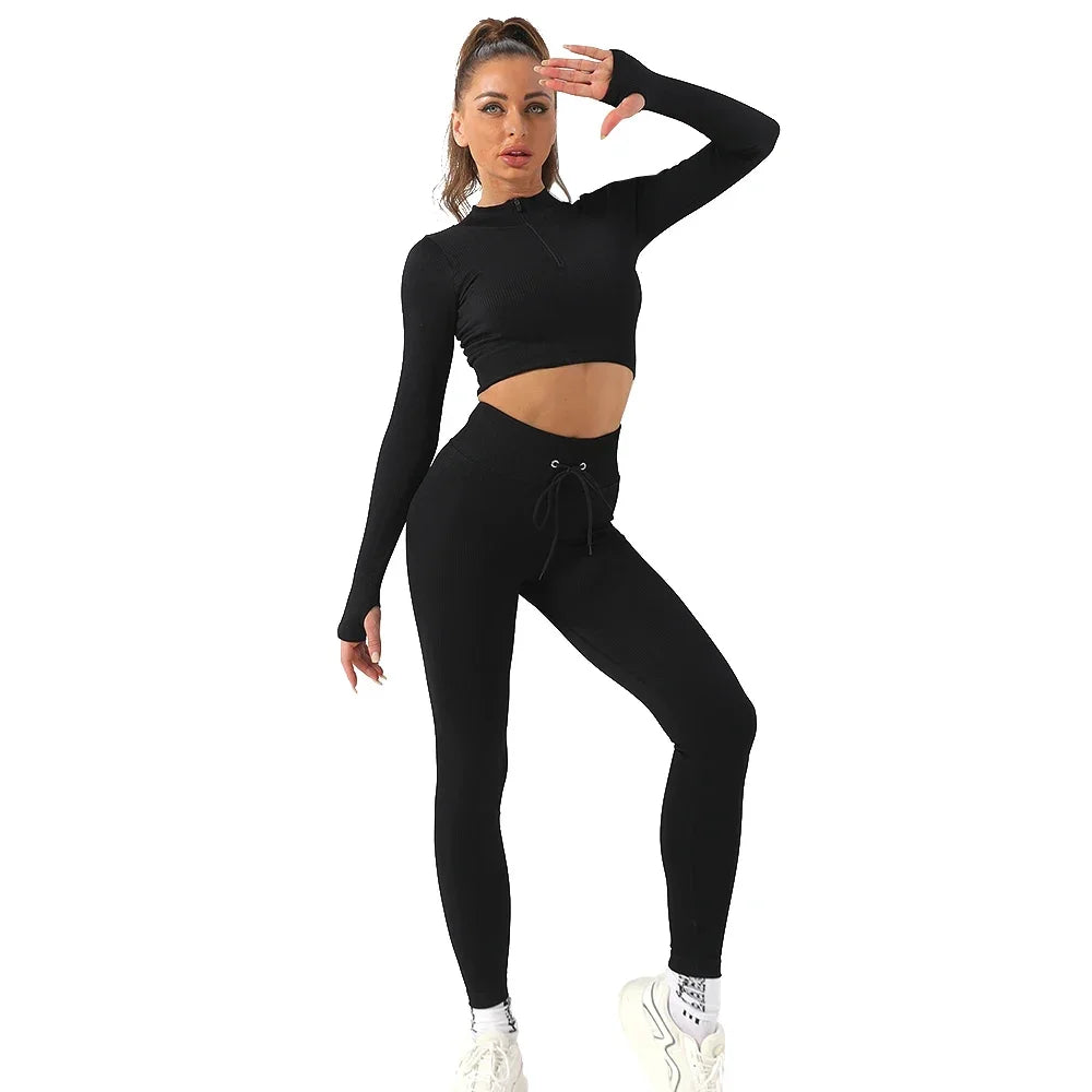 US Stock OhSunny Seamless Gym Clothing Workout Clothes for Women Tracksuit Set High Waist Sport Outfit Fitness Top Yoga Pants