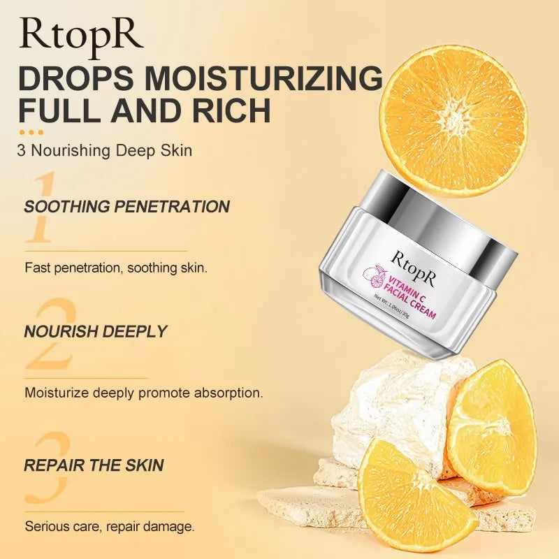 Whitening Moisturizing Vc Cream Repair Fine Lines Naturally Brighten Skin Facial Skin Care Products for Women and Men 30g