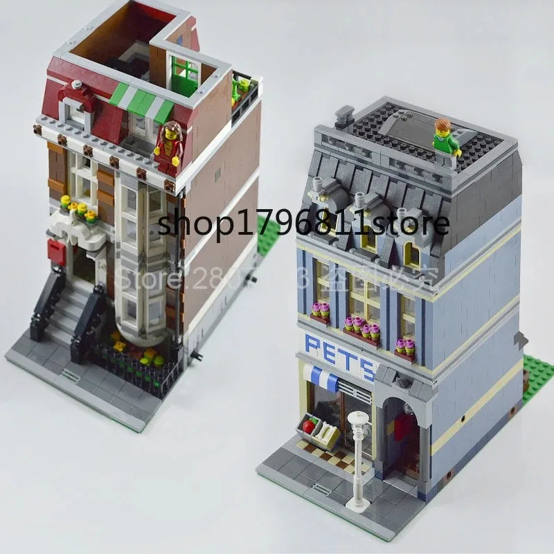 Pet Shop House Buildings Sets, City Apartment Store Model MOC 10218 Modular Buildings Gift for Adults Kids (2332+ PCS)