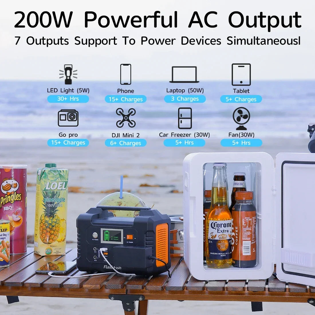 Outdoor Emergency Supply Battery Camping TV Drone Laptop 230V Portable Power Station 200W Solar Generator 151WH AC