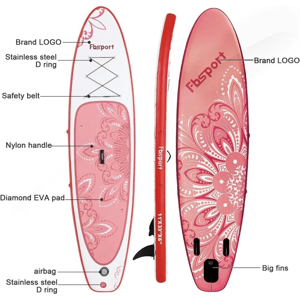 11' Premium Stand Up Paddle Board, Yoga Board with Durable SUP Accessories & Carry Bag | Wide Stance, Surf Control