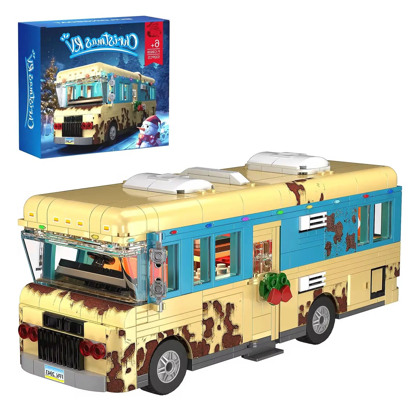 MOC Christmas Storys RV Bus Model Kit Building Blocks Recreational Vehicle with Light City Technical Truck Bricks Kids Toys Gift