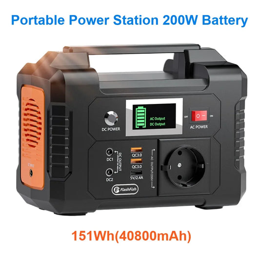 E200 Portable Power Station 200W 151WH Battery AC DC Outdoor Camera Drone Power Supply Solar Charge Solar Generator