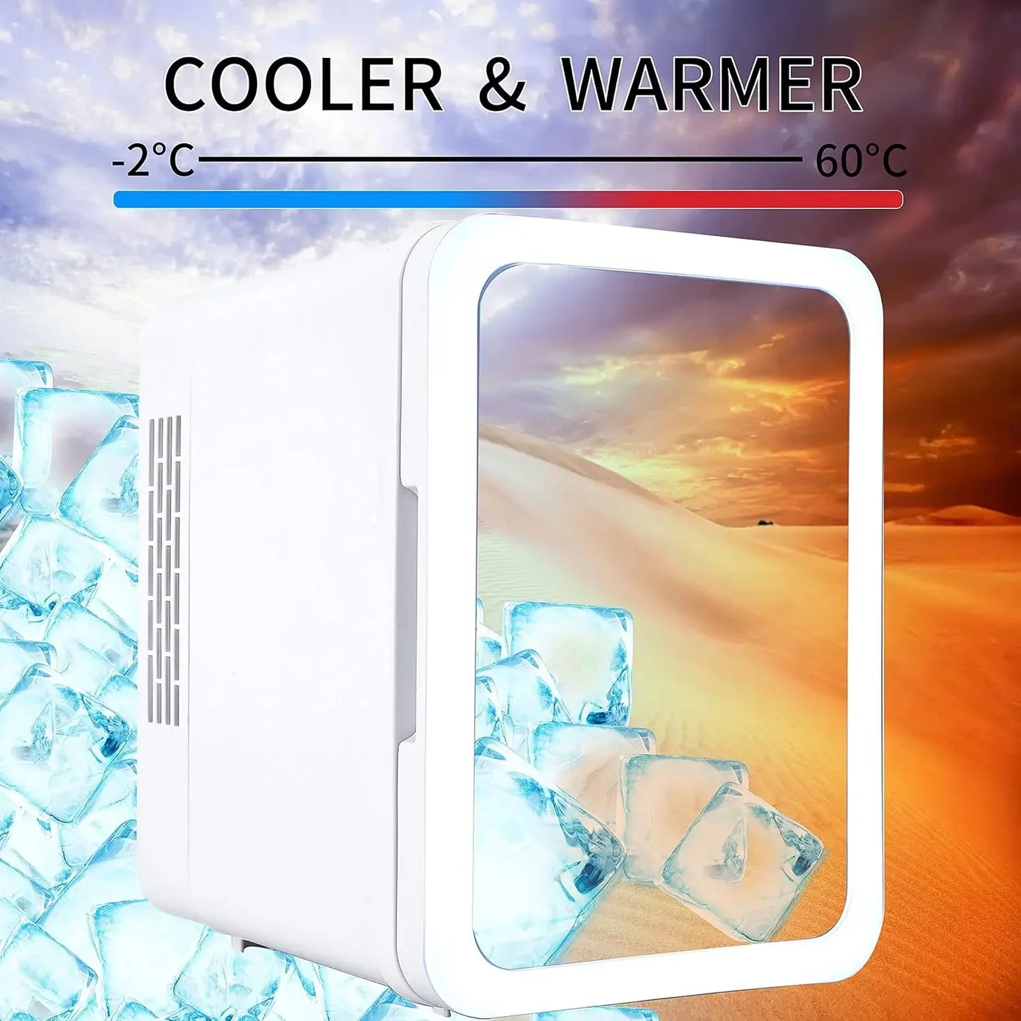 Beauty Fridge - Skin Care Fridge, Luxurious Mirror Mini Fridge, Sleek Mini Fridge 4 Liter - Keep Your Products Cool and Fresh