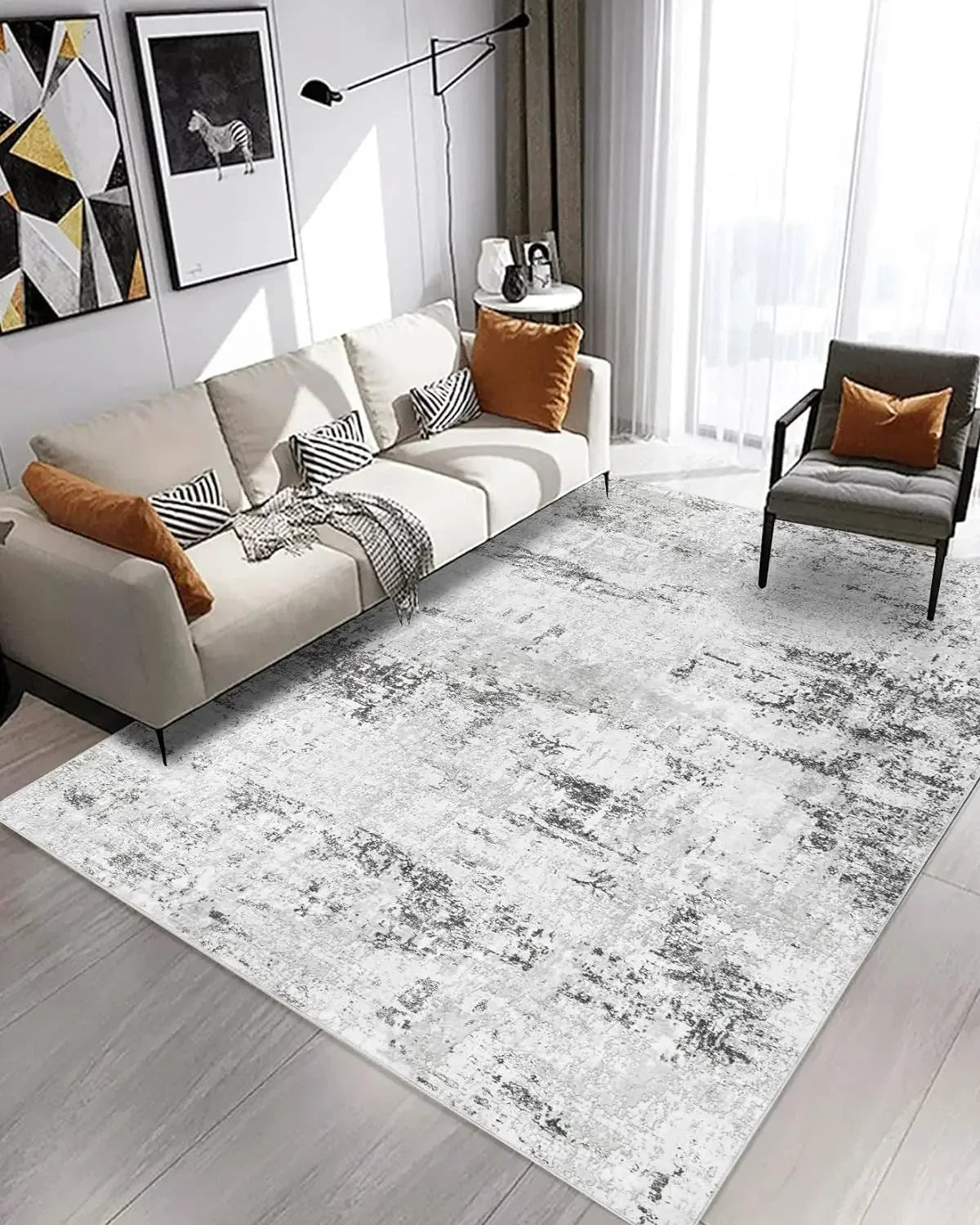 Area Rugs 9x12 Living Room: Large Modern Abstract Washable Rug Soft Indoor Anti Slip Carpet for Under Dining Table Bedroom Nurse