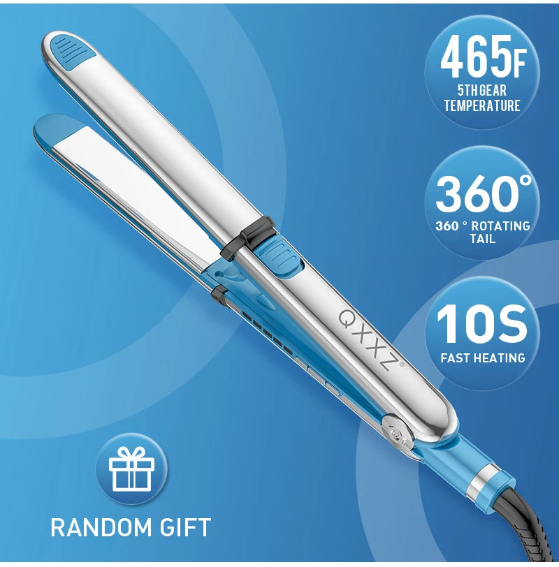 QXXZ Flat Iron Hair Straightener Electric 5-speed Wet and Dry Dual Use Curler  470°F Professional Household Styling Tool