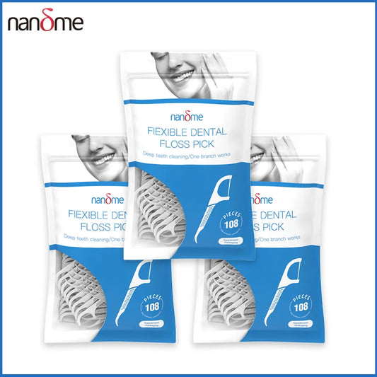 Nandme Dental Floss Oral Care Flosser Picks Supplement Toothpicks Tooth Cleaning Interdental Brush NF88-R108 Bags 108pcs