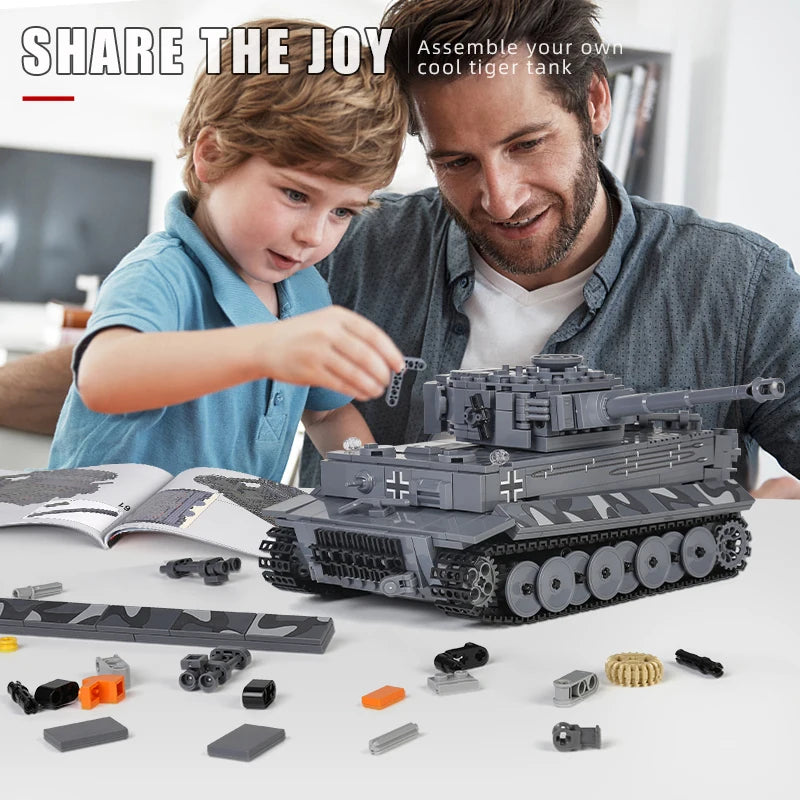 MOULD KING 20014 Technik WW2 Military Tiger Heavy Tank Model Remote Control Building Blocks Bricks Model Toys Gifts for Boys