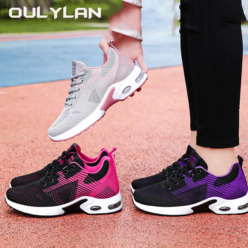 Spring Running Shoes for Women 2024 Fashion Large Size Casual Breathable Lace up Elastic Air Cushion Sports Shoes for Female