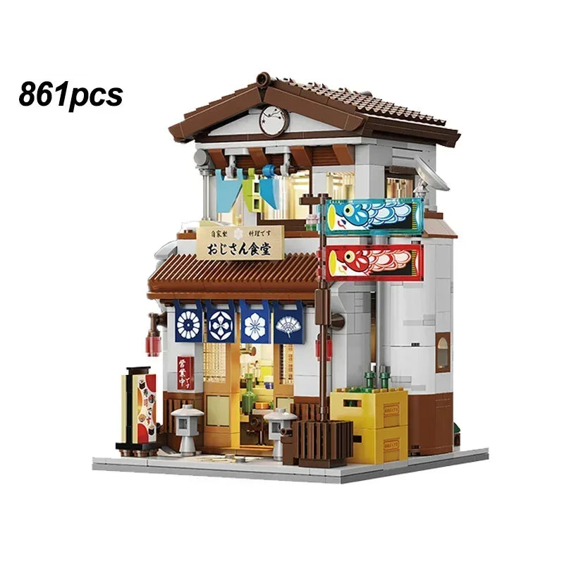 City Street Expert MOC Midnight Diner Modular Buildings Model 861PCS Building Blocks Brick Toys Children for Gift