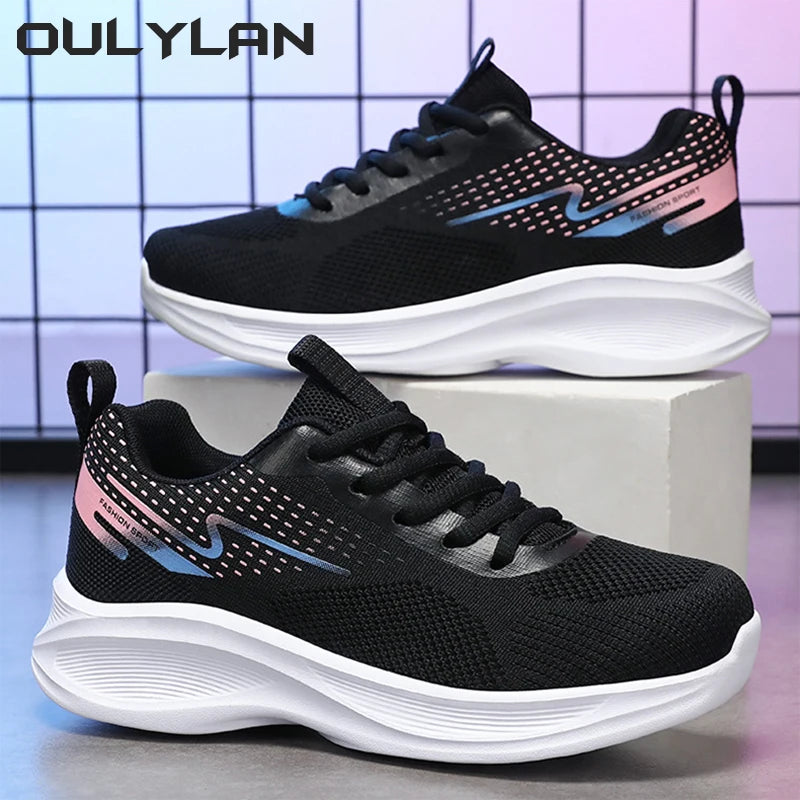 Trendy Running Shoes for Women Fashion Breathable Elastic Sneakers Female Spring Casual Flying Weaving Sports Shoes Dropshipping