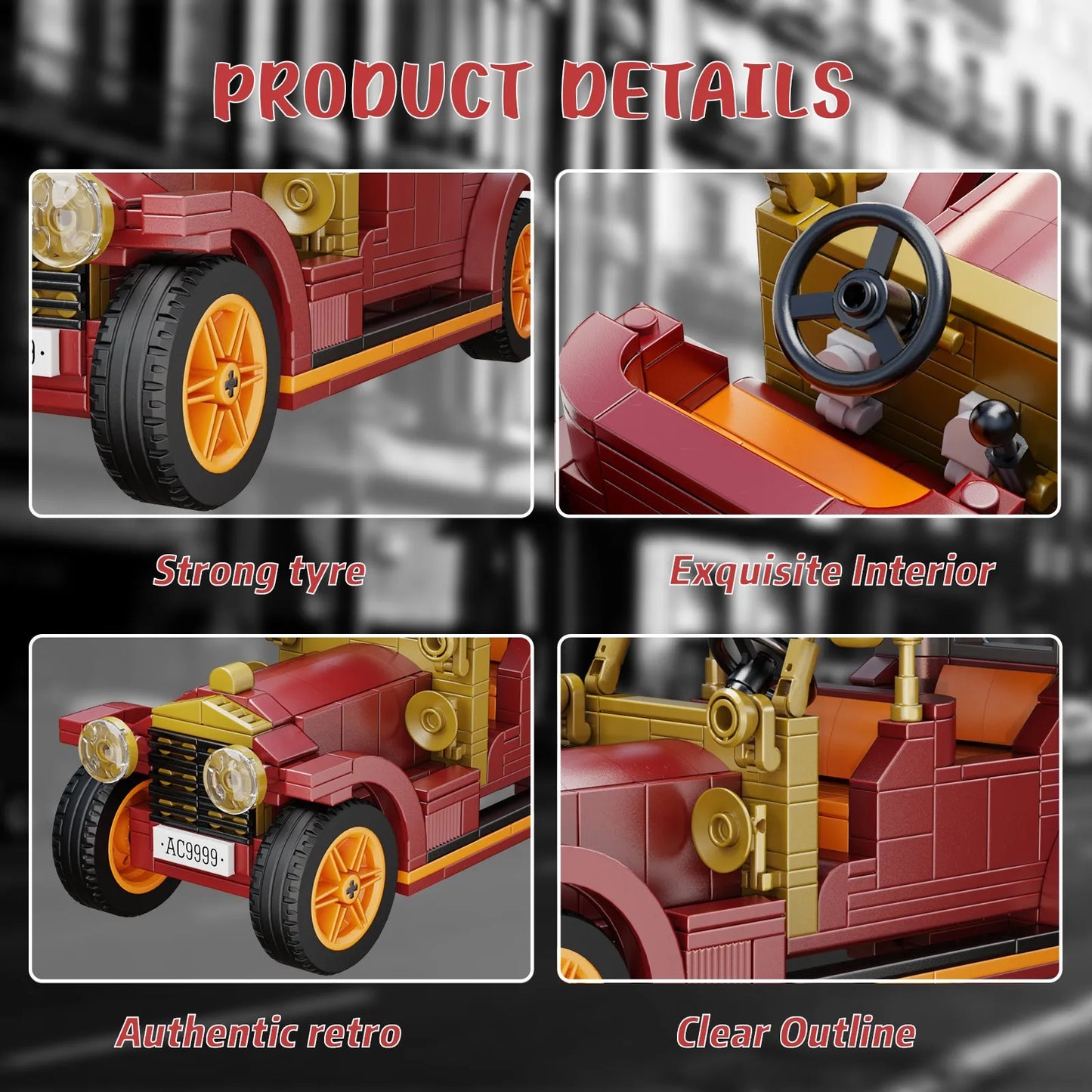 MOC Vintage Cars Model Kit Building Blocks Classic Motorcar High-Tech Retro Vehicle Bricks DIY Idea Toys Children Birthday Gift