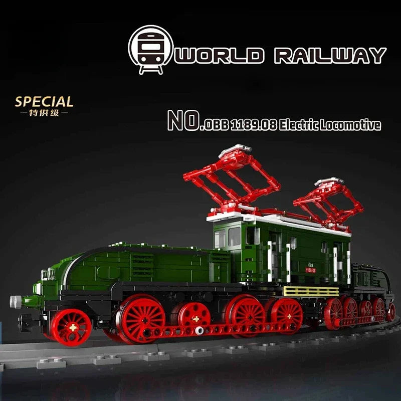 City Trains MOC World Railway Electric Crocodile Locomotive Model 919PCS Building Blocks Brick Toys for Children Boys Gift