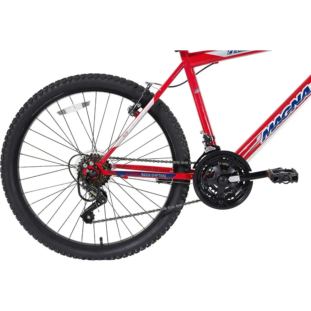 Hardtail Echo Ridge Mountain Bike Boys 24 Inch Wheels with 18 Speed Grip Shifter and Dual Handbrakes