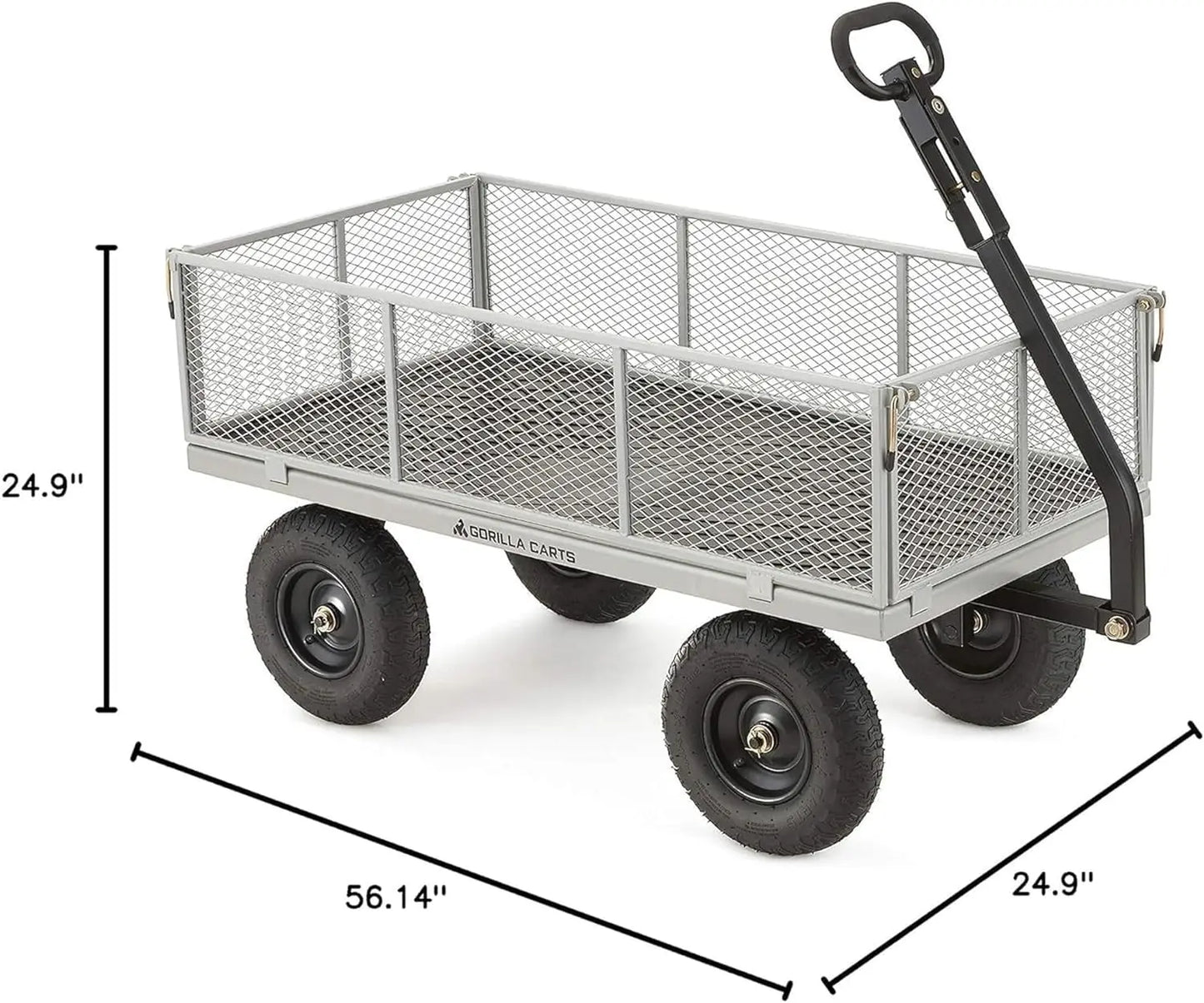 1000 Pound Capacity Heavy Duty Steel Mesh Versatile Utility Wagon Cart with Easy Grip Handle Garden transport handcart