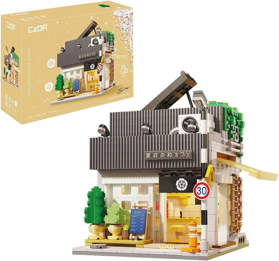 Creative Expert Street Scene MOC Summer Breeze Coffee Shop Model 1108PCS Building Blocks Brick Toys for Children Birthday Gift