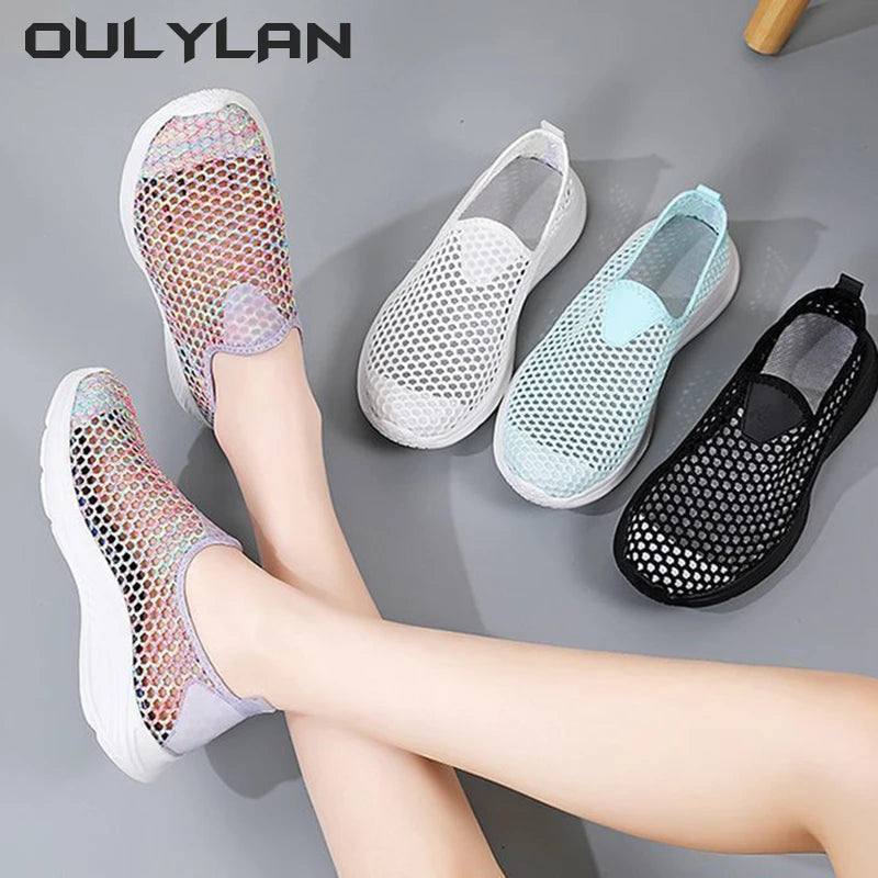 Lightweight Shoe Women's Shoes Summer Breathable Thin Mesh Casual Shoes Soft Soled Sneakers Beach Creek Tracing Shoes