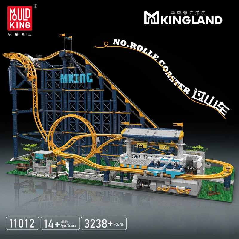 MOULD KING 11012 Amusement Park Roller Coaster with Motor Building Block Bricks DIY Model Assembly Collection Gift for Child