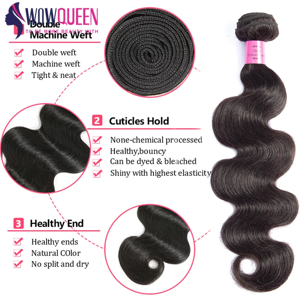 Body Wave Bundles 28 30 32 Inches Remy 100% Human Hair Weave Bundles Peruvian Hair Extensions For Women True To Length 1/3/4 PCS