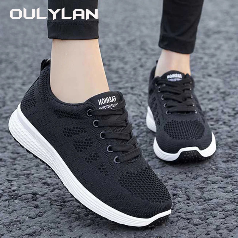 Breathable Walking Sneakers Women Casual Shoes Fashion Mesh Flat Shoes for Woman White Tenis Feminino Female Running Shoes