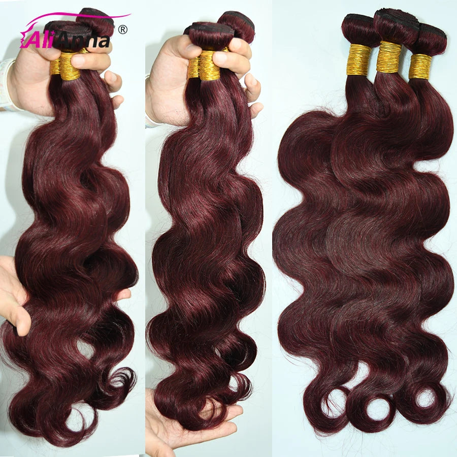 99J Burgundy Human Hair Bundles Body wave Bundles Human Hair 12-26 inch Red Brazilian Hair Extensions Colored Raw Hair Bundles