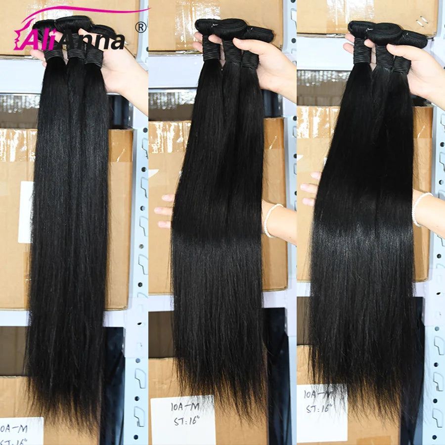 Straight Human Hair Bundles Raw Hair Bundles 100% Human Hair Extensions Natural Black Brazilian Hair Weave Bundles Fast Shipping