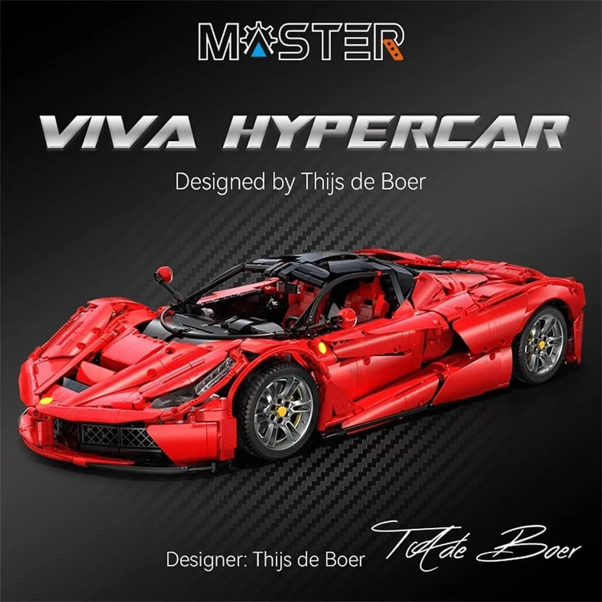 Technical MOC Hypercar Red Racing Car Sportscar Supercar Vehicle Butterfly Door Model 4739PCS Building Blocks Brick Toys Gift