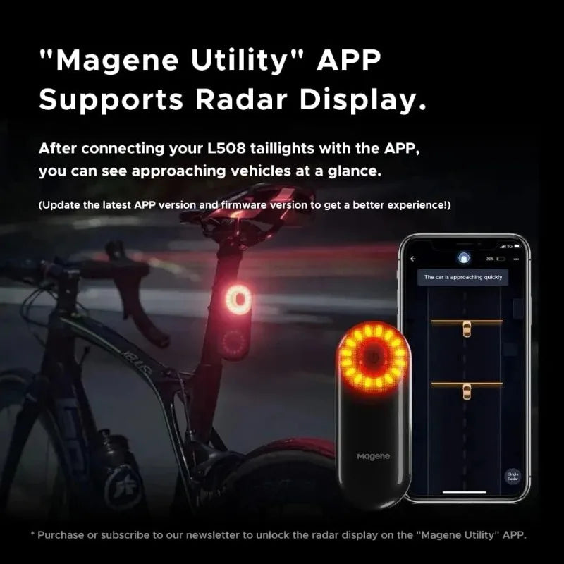 Magene L508 Bike Radar Tail Light, Smart Rear View Radar Taillight Compatible with Some Bike Computers and Watches, Support