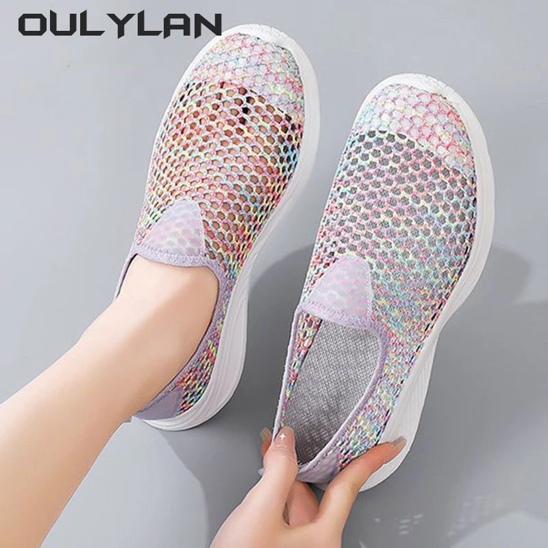 Lightweight Shoe Women's Shoes Summer Breathable Thin Mesh Casual Shoes Soft Soled Sneakers Beach Creek Tracing Shoes