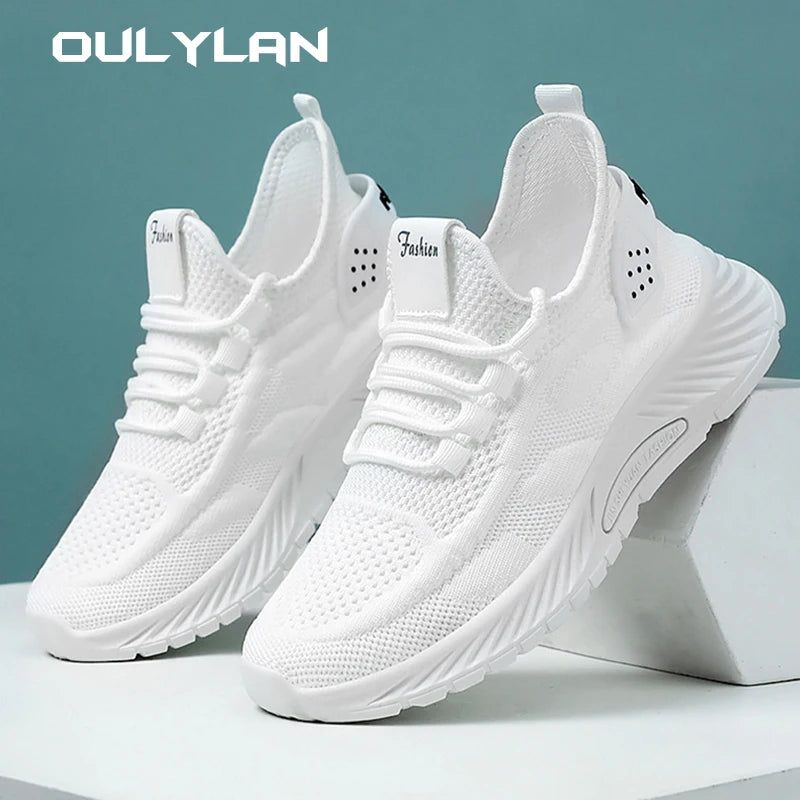 Trendy Shoes for Women Summer Breathable Comfortable Sneakers Lace up Running Shoes Women's Knit Mesh Design Sports Shoes