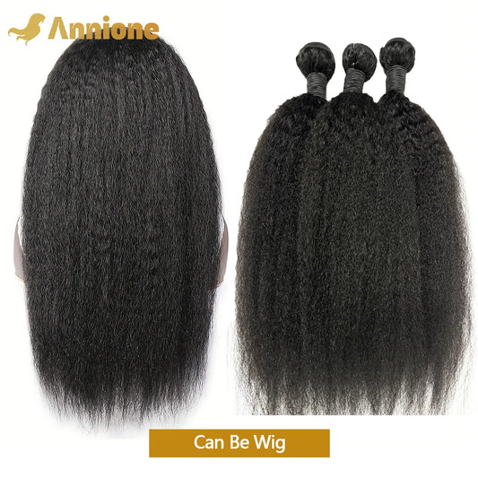 22 24 26 inches Kinky Straight Bundles Natural Yaki Straight Bundles 100% Human Hair Brazilian Hair Extensions For Black Women